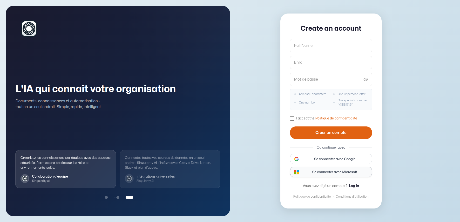 Sign up toggle